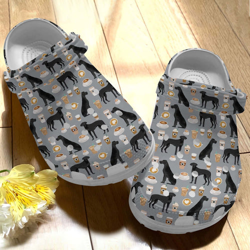 Great Dane Whitesole Great Dane And Coffee  Personalized Clogs