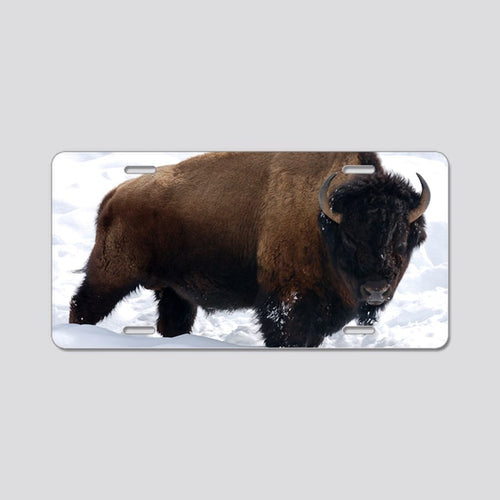License Plate 1 Bison Snow Aluminum License Plate Car Tag Novelty Vanity Metal License Plate 6x12 inch Car Accessories - Love Mine Gifts