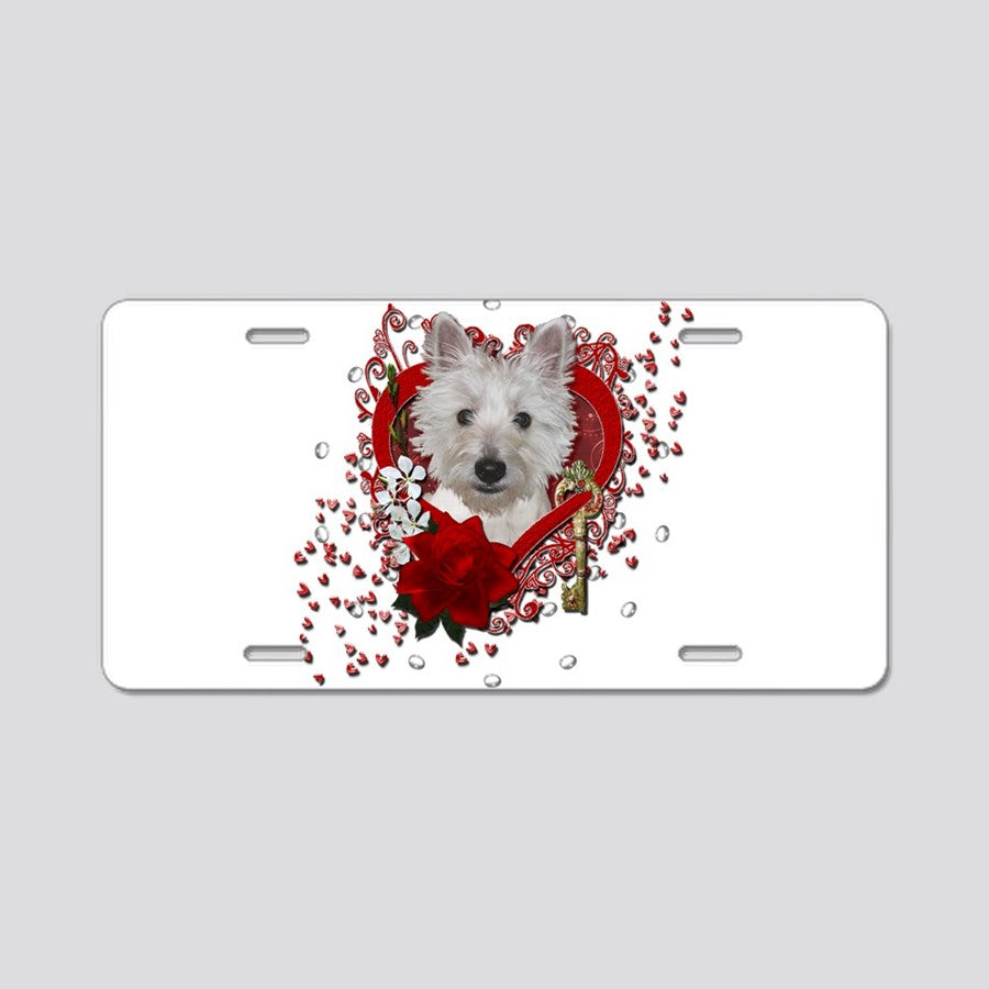Valentines - Key To My Heart - Westie Aluminum Lic Car Tag Novelty Vanity Metal License Plate 6x12 inch Car Accessories
