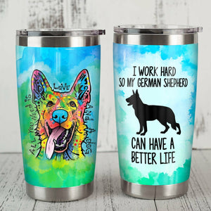 Tumbler German Shepherd Dog Steel Personalized Stainless Steel Tumbler Customize Name, Text, Number Jr2105 87O60 - Love Mine Gifts