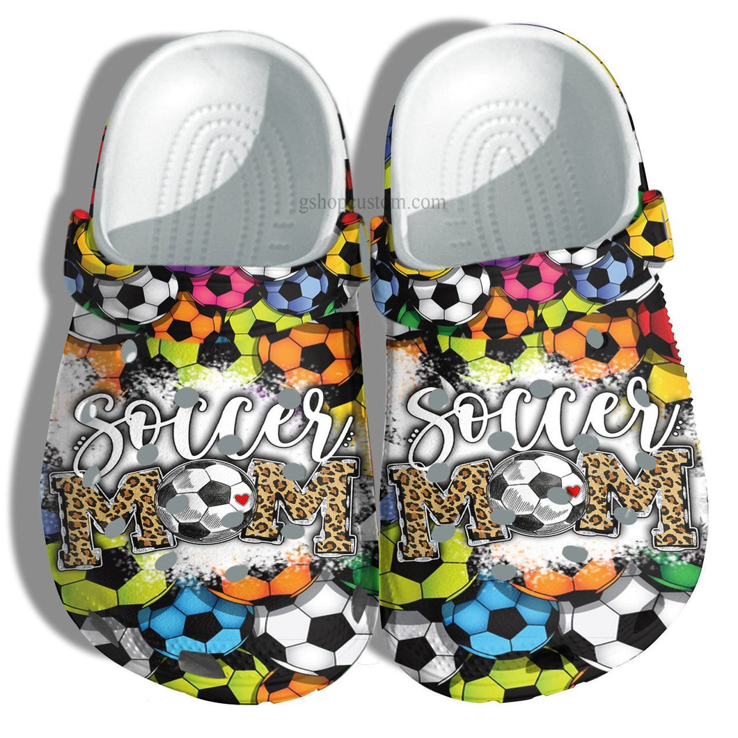 Soccor Mom Rainbow Shoes Leopar Style - Football Mom Leopard Shoes Gift Women Grandma Personalized Clogs