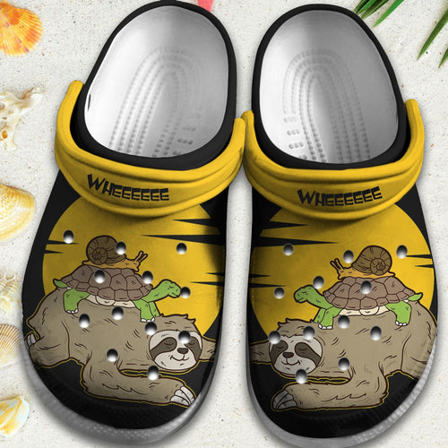 Sloth Turtle Snail Wheee Cogs Shoes Birthday Gift For Son Daughter - Sl-Turtle Personalized Clogs