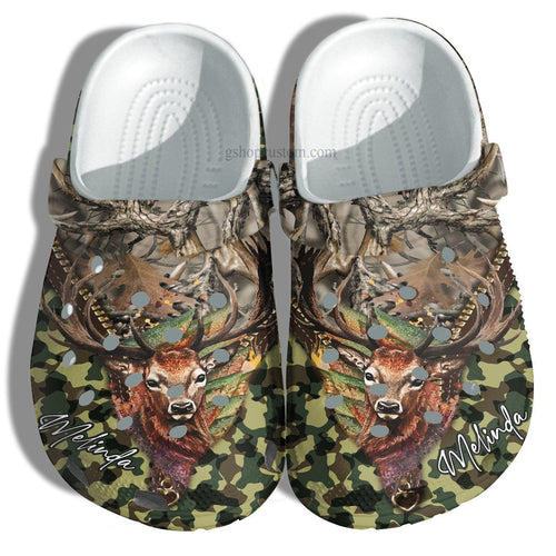 Deer Hunter Camouflage Shoes Gift Father Day- Deer Hunter Camo Army Color Shoes Gift Son Personalized Clogs