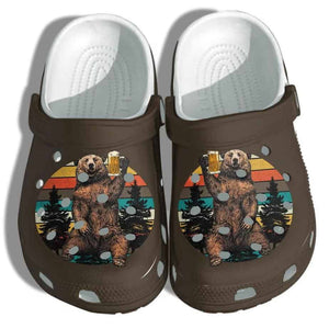 Bear Drinking Camping Shoes Old Men Funny Cute Shoes Personalized Clogs