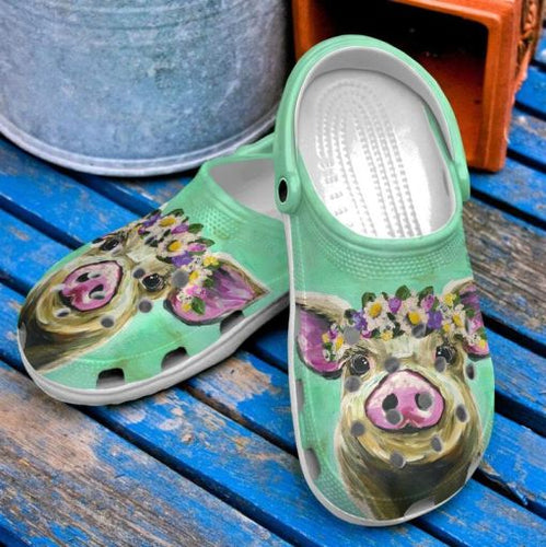 Pig Floral Crown Sku 1832 Custom Sneakers Name Shoes Personalized Clogs
