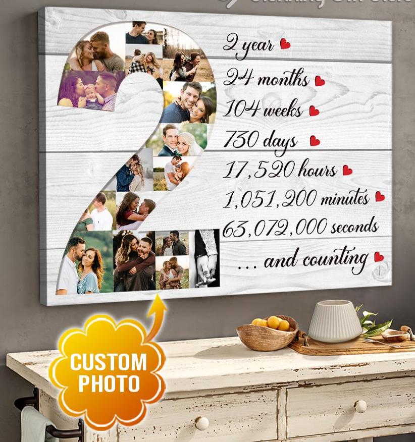 Second Anniversary Collage Gift, 2nd Year Anniversary Gift For Boyfrie –  Love Mine Gifts