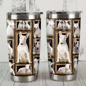Tumbler Bull Terrier Dog Steel Personalized Stainless Steel Tumbler Customize Name, Text, Number Fb0805 81O57 - Love Mine Gifts