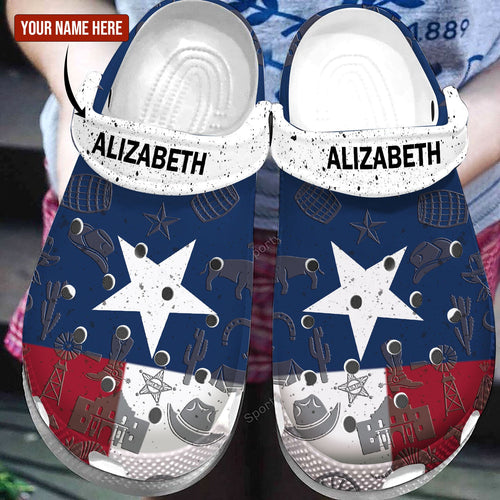 Texas Flag Custom Name Shoes #201221L Personalized Clogs