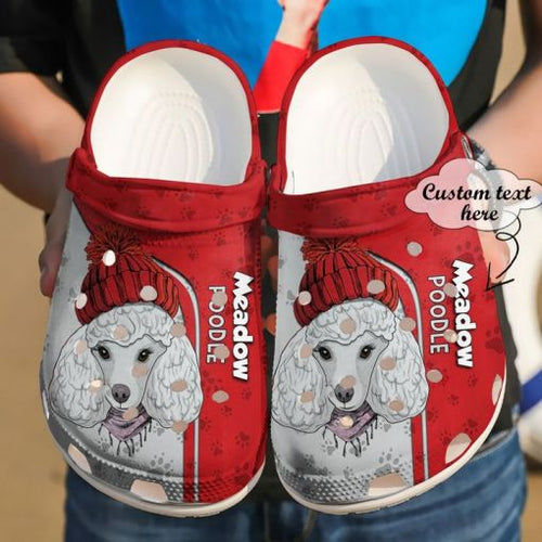 Poodle Red Sku 1870 Custom Sneakers Name Shoes Personalized Clogs