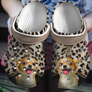 Chihuahua Dog Zipper Leopard Custom Shoes Birthday Gift - Halloween Shoes Gift - Cr-Drn018 Personalized Clogs