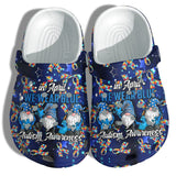  Shoes Gnomies In April We Wear Blue Autism Shoes Gifts For Son Daughter Personalized Clogs