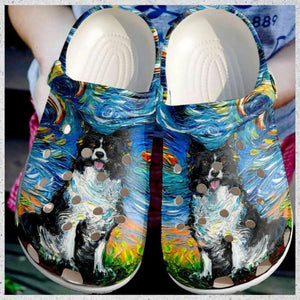 Border Collie Night Color Of Paint Rubber , Comfy Footwear Personalized Clogs