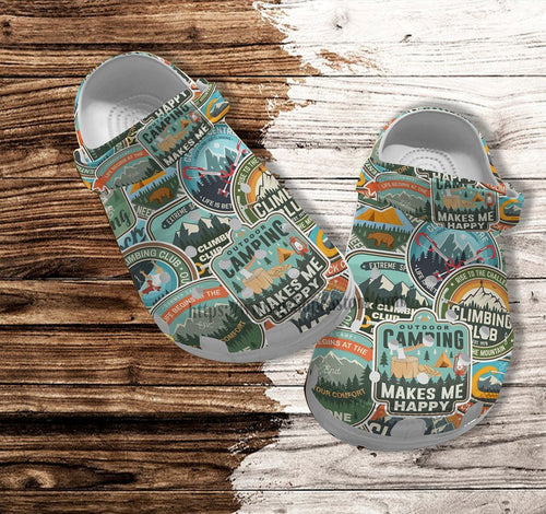 Camping Sticker Scout Shoes Gift Scout - Camping Make Happy Shoes Gift Boy Girl Personalized Clogs