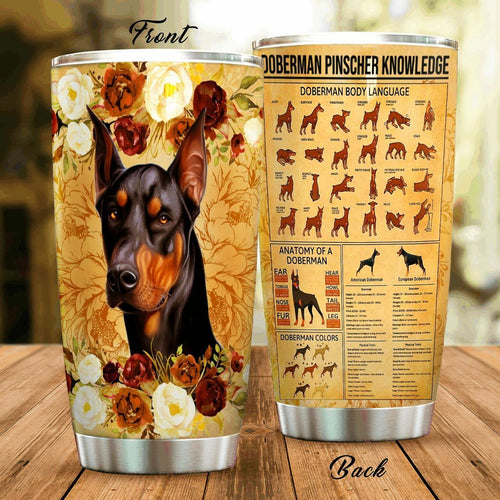Tumbler Doberman Pinscher Custom Personalized Stainless Steel Tumbler Customize Name, Text, Number - Love Mine Gifts