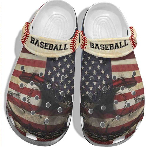 Clog America Baseball Batter Baseball Outdoor Clog Personalize Name, Text - Love Mine Gifts