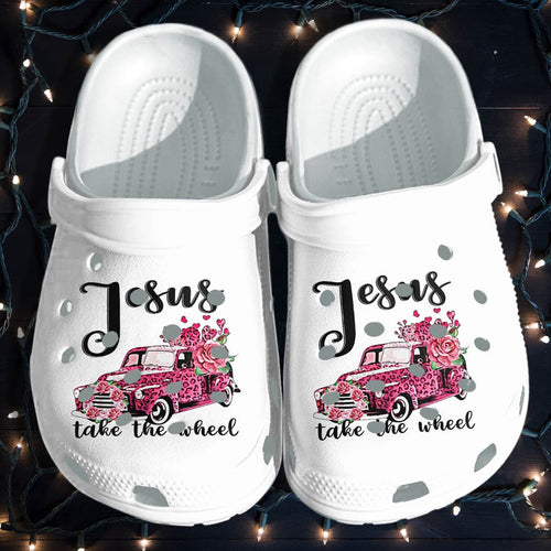 Jesus Faith Shoes - Jesus Take The Wheel Pink Car Gifts For Mothers Day 2021 Personalized Clogs