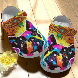 Colorful Boston Terrier 10 Gift For Lover Rubber , Comfy Footwear Personalized Clogs