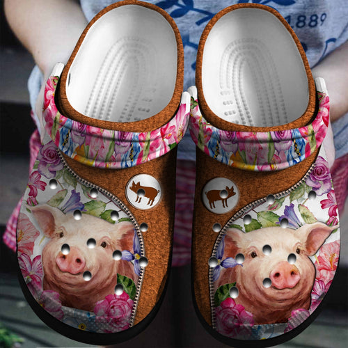 Pig Flower Rose Garden Mother Custom Shoes Birthday Gift - Farm Halloween Shoes Gift - Cr-Drn045 Personalized Clogs