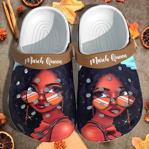 March Queen Shoes Gift For Black Princess Personalized Clogs