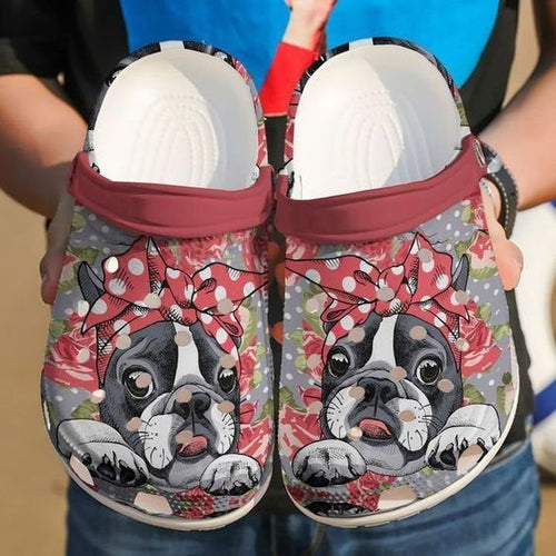 Awesome Boston Terrier Floral Evg5034 Personalized Clogs
