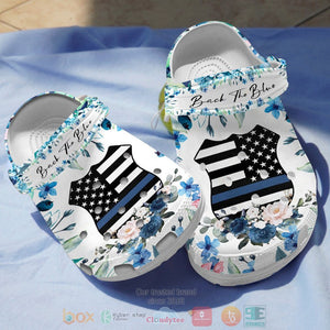 United States Police Flag Back The Blue Shoes Personalized Clogs