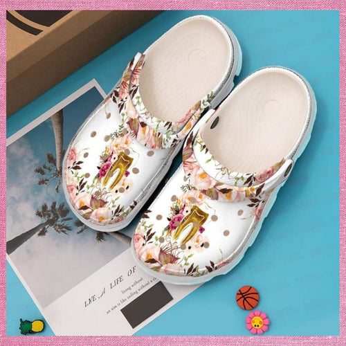 Dental Assistant Floral Personalized Clogs