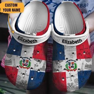 Dominican Flag Gift For Fan Classic Water Rubber Comfy Footwear Personalized Clogs