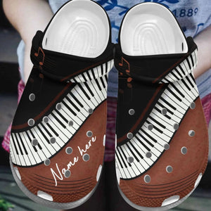  Piano, Fashion Style Print 3D Brown Piano Keyboard For Women, Men, Kid Personalized Clogs