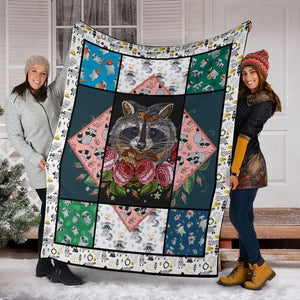 Racoon Flower Raccoons Gift for Racoon Lovers Fleece Blanket | Adult 60x80 inch | Youth 45x60 inch | Colorful | BK3308