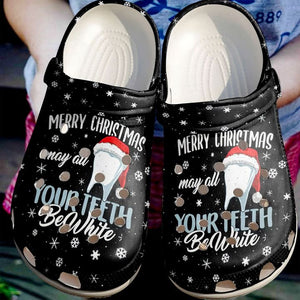 Dentist May All Your Teeth Be White Christmas Santa Hat Shoes For Men Women Personalized Clogs