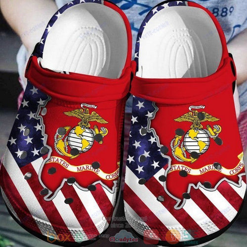 American Flag Crack United States Marine Corps Shoes Personalized Clogs