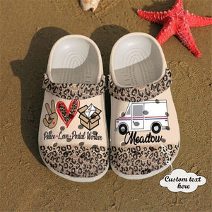 Postal Worker Peace Love Classic Shoes Personalized Clogs