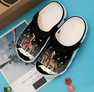 Giraffe Christmas Winter 102 Gift For Lover Rubber , Comfy Footwear Personalized Clogs