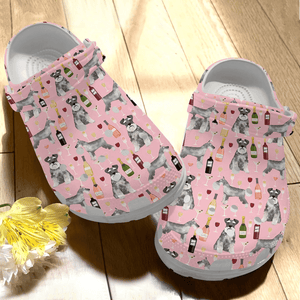 Schnauzer And Wine Animal Drunk Gift For Lover Rubber Shoes Comfy Footwear Personalized Clogs