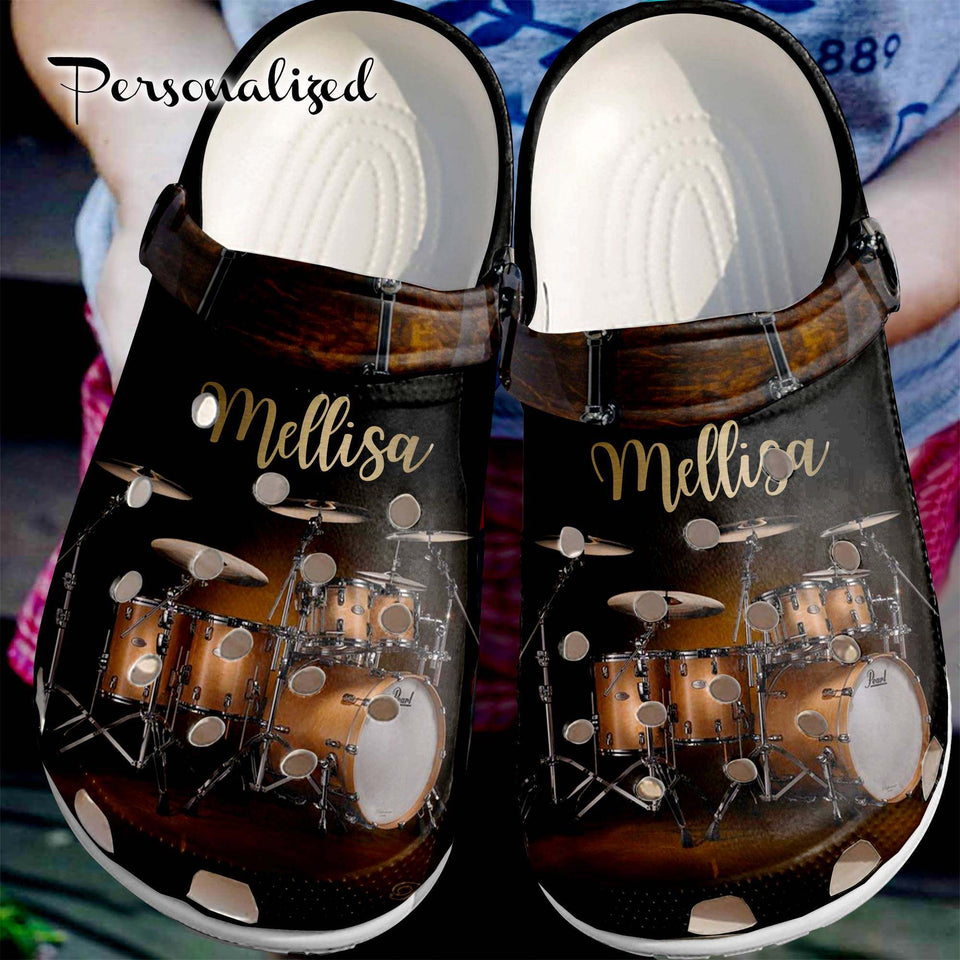 Drum Brown Drum  Personalized Clogs