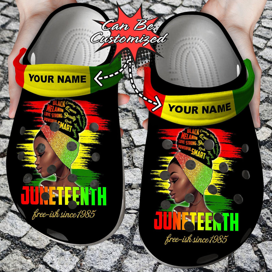 Black Queen Girl Juneteenth Freedom Day Free Custom Personalized Clogs