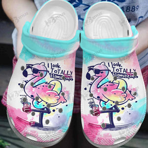 Clog Flamingo I Look Totally Flamazing Summer Classic Personalized Clogs - Love Mine Gifts