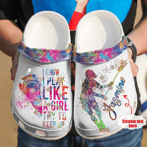 Colorful - Lacrosse Try To Keep Up Shoes Personalized Clogs
