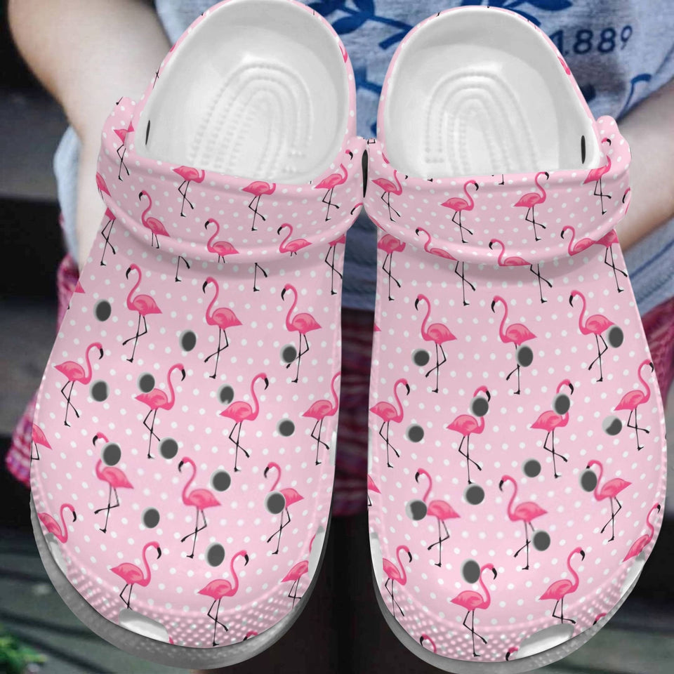 Flamingo Pinky Pattern Rubber Comfy Footwear Personalized Clogs