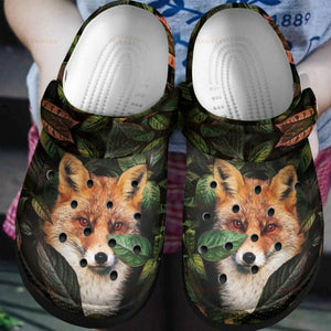 Fox Green Forest Gift For Lover Rubber , Comfy Footwear Personalized Clogs