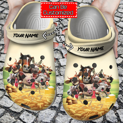 Custom Funny Farm With Animals Country Girl Shoes Personalized Clogs