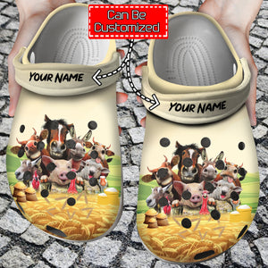 Custom Funny Farm With Animals Country Girl Shoes Personalized Clogs