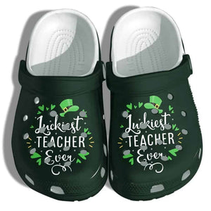 Luckiest Teacher Ever Shoes Funny Irish Teacher - Funny Shoes Patricks Day Gifts For Mens And Womens Personalized Clogs