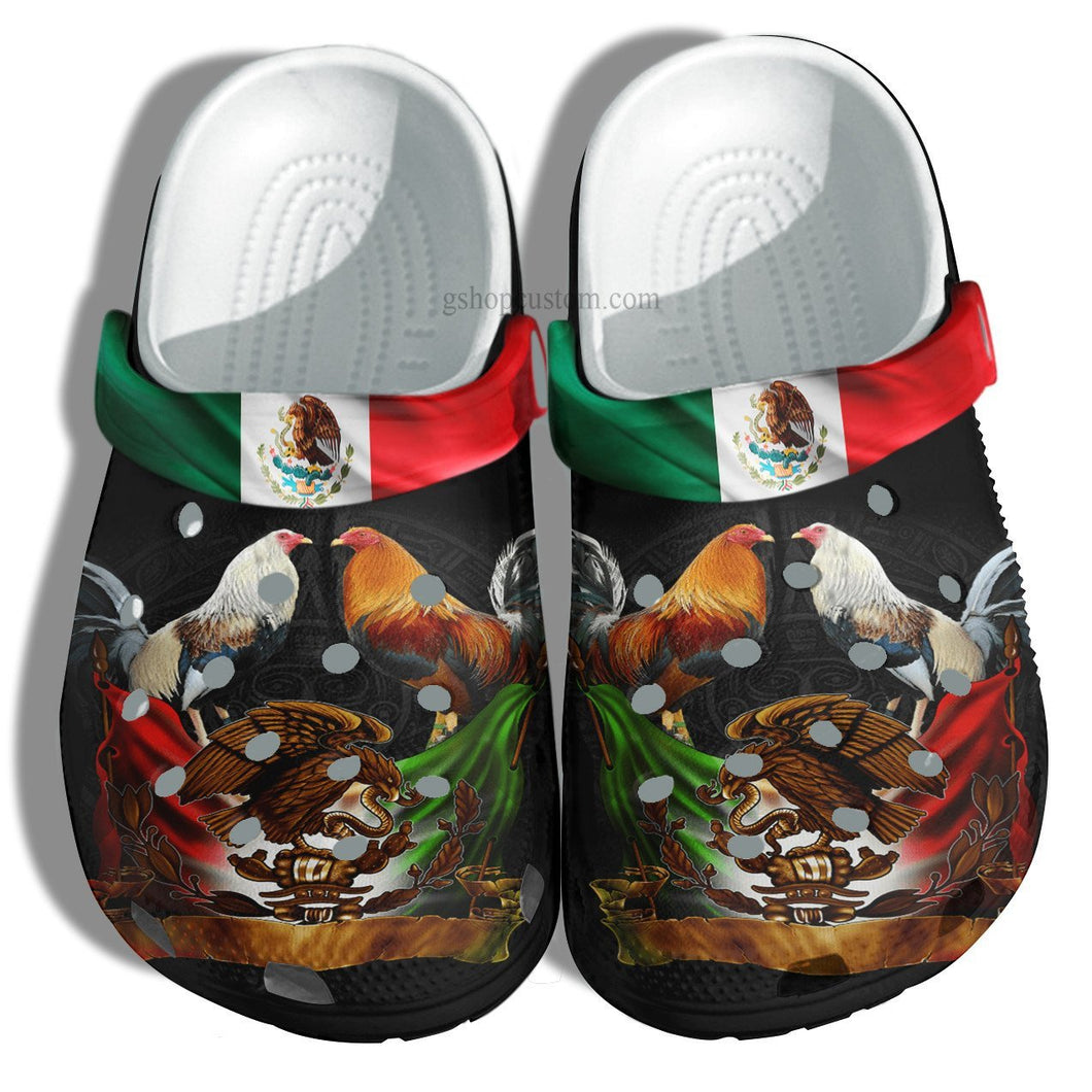 Mexico Eagle Chicken Flag Shoes Gift Men Father Day- Chicken Mexican Lover Shoes Gift Men Women Personalized Clogs