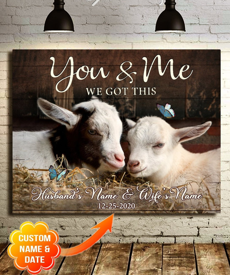 Stunning Gift Goat Custom Name and Date Canvas Farmhouse Wall Art Decor Gift Idea For Wedding