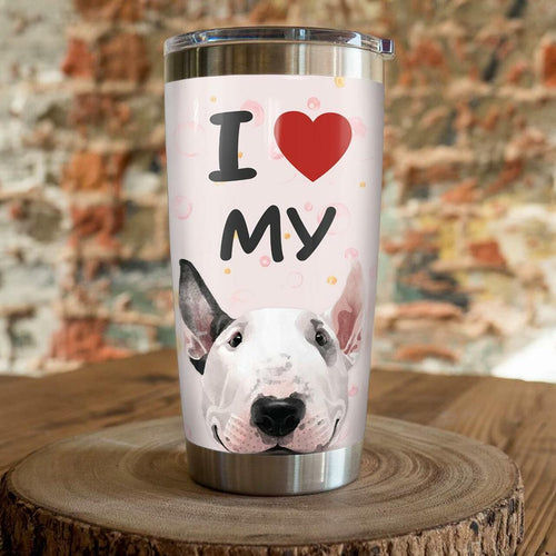 Tumbler Bull Terrier Dog Fb0809 78O52 Insulated Stainless Steel Personalized Stainless Steel Tumbler Customize Name, Text, Number - Love Mine Gifts