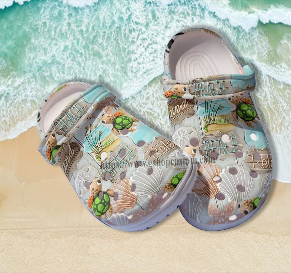 Clog Turtle Baby Life Beach Ocean 3D Croc Shoes Gift Daughter- Bestie Turtle Beach Shoes Croc - Cr-Ne0347 - Gigo Smart Personalized Clogs - Love Mine Gifts