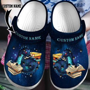 Book Dragon Best Gift For Book Lovers Custom -Hn Personalized Clogs