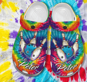 Hippie Tie Dye Bowling Shoes Personalized Clogs