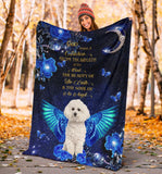 9 bichon frise angel with blue flower blanket